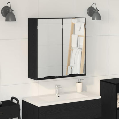 vidaXL Spiegelschrank mit Regal Schwarz Eichen-Optik 64 x 20 x 67 cm