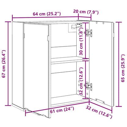 vidaXL Spiegelschrank mit Regal Schwarz Eichen-Optik 64 x 20 x 67 cm