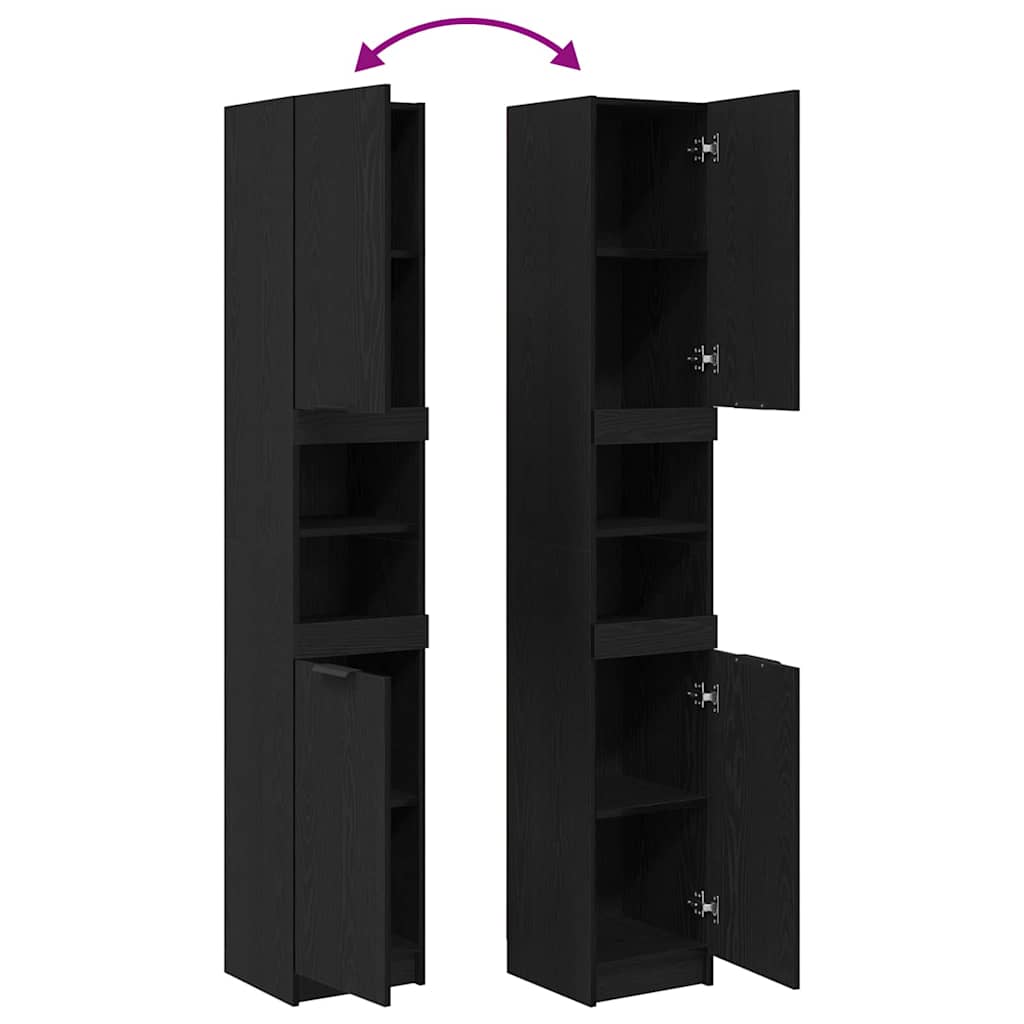 Badezimmerschrank Schwarz Eichen-Optik 32 x 34 x 188,5 cm