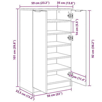 Schuhschrank mit Regal Schwarz Eichen-Optik 59 x 35 x 100 cm