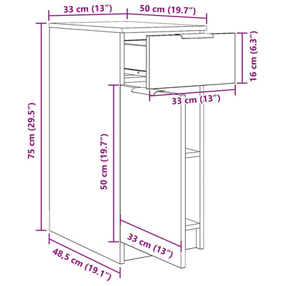 vidaXL Büroschrank Schwarz Eichen-Optik 33 x 50 x 75 cm Holzwerkstoff