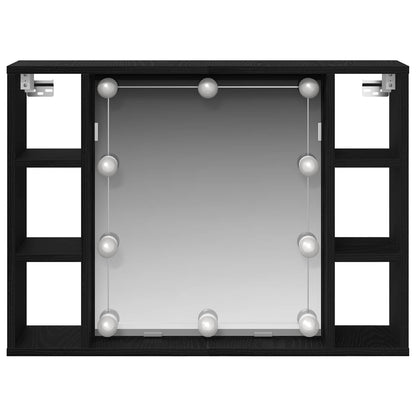 vidaXL Spiegelschrank mit Regal Schwarz Eichen-Optik 76 x 15 x 55 cm