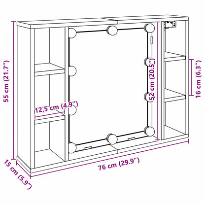 vidaXL Spiegelschrank mit Regal Schwarz Eichen-Optik 76 x 15 x 55 cm