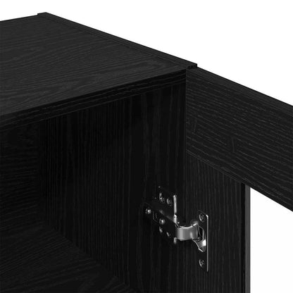 Wandschrank Wandmontiert Schwarz Eichen-Optik 69,5 x 34 x 90 cm