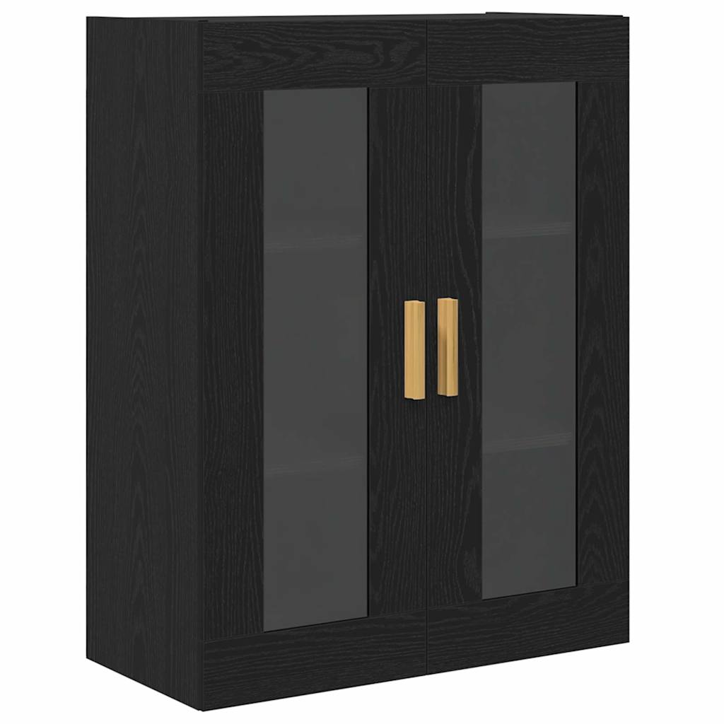 Wandschrank Wandmontiert Schwarz Eichen-Optik 69,5 x 34 x 90 cm