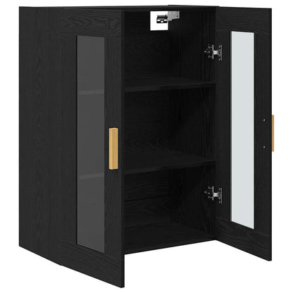 Wandschrank Wandmontiert Schwarz Eichen-Optik 69,5 x 34 x 90 cm