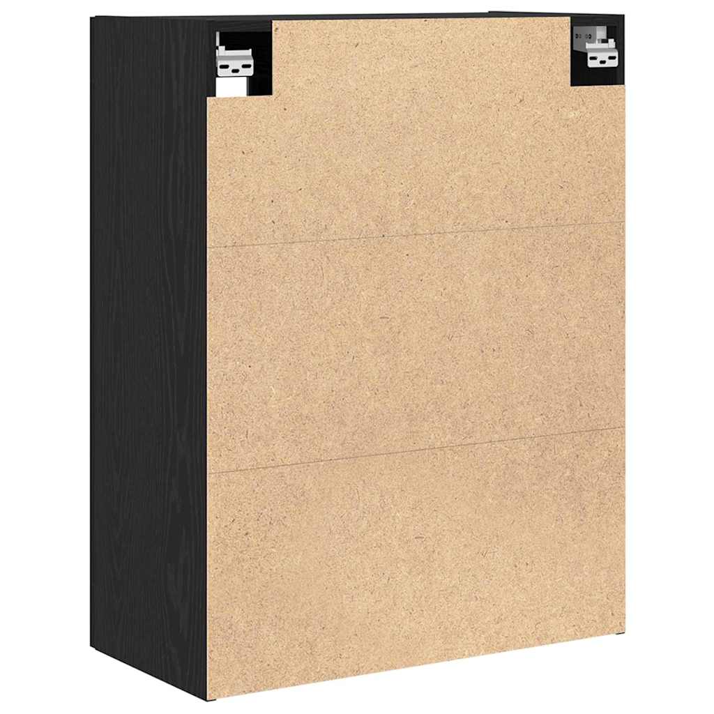 Wandschrank Wandmontiert Schwarz Eichen-Optik 69,5 x 34 x 90 cm
