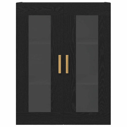 Wandschrank Wandmontiert Schwarz Eichen-Optik 69,5 x 34 x 90 cm