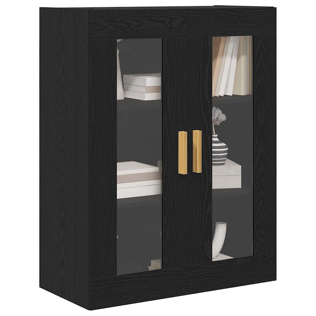 Wandschrank Wandmontiert Schwarz Eichen-Optik 69,5 x 34 x 90 cm