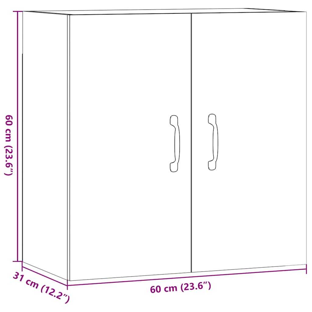 vidaXL Wandschrank Schwarze Eiche 60 x 31 x 60 cm Holzwerkstoff