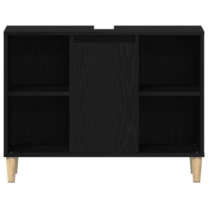 Spülbeckenschrank Eiche Schwarz 80x33x60 cm Holzwerkstoff