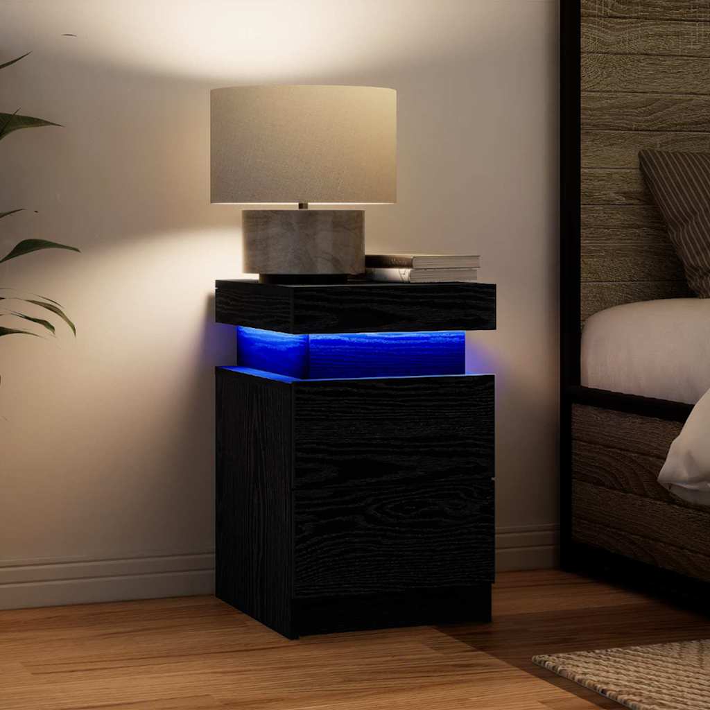 Nachttisch Schwarz Eichen-Optik 35 x 39 x 55 cm Holzwerkstoff