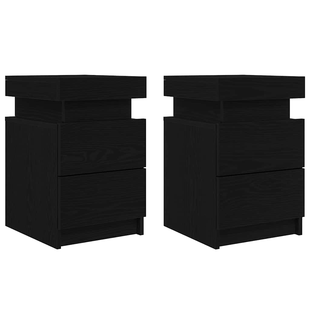 vidaXL Nachttisch 2 pcs Schwarz Eichen-Optik 35 x 39 x 55 cm