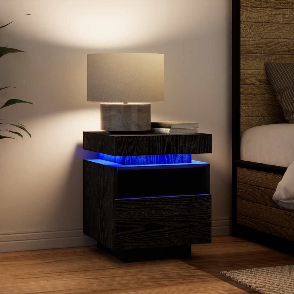 Nachttisch Schwarz Eichen-Optik 40 x 39 x 48,5 cm Holzwerkstoff