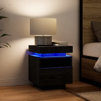 Nachttisch 2 pcs Schwarz Eichen-Optik 40 x 39 x 48,5 cm