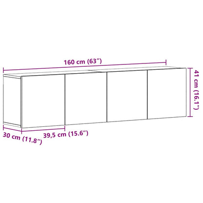vidaXL TV-Schränke 2 Stk. Schwarze Eiche 160 x 30 x 41 cm Holzwerkstoff
