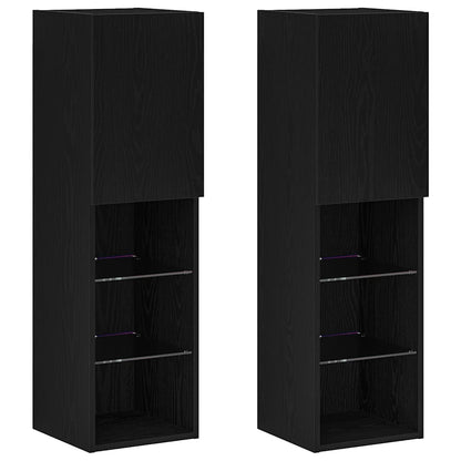 vidaXL TV-Schrankset 2 pcs Schwarz Eichen-Optik 30,5 x 30 x 102 cm