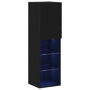 vidaXL TV-Schrankset 2 pcs Schwarz Eichen-Optik 30,5 x 30 x 102 cm