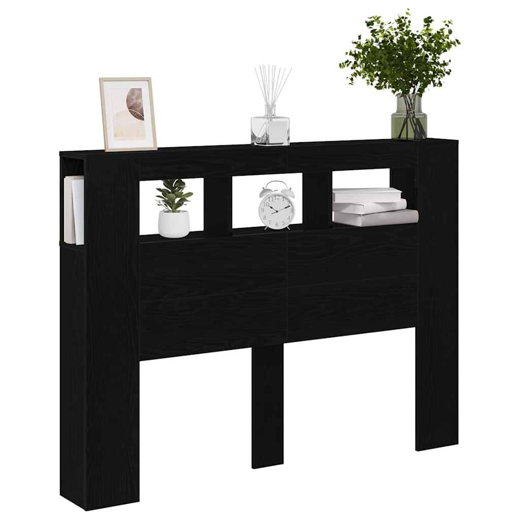 LED Kopfteil Schwarz Eichen-Optik 140 x 18,5 x 103,5 cm