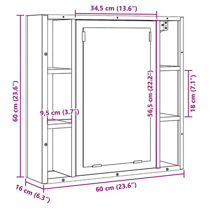 vidaXL Bad-Spiegelschrank Altholz-Optik 60x16x60 cm Holzwerkstoff