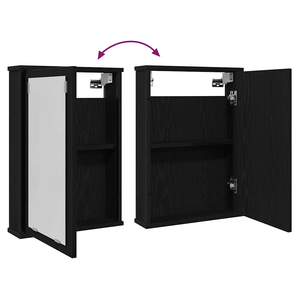 vidaXL Bad-Spiegelschrank Schwarz Eiche-Optik 42x12x60cm Holzwerkstoff