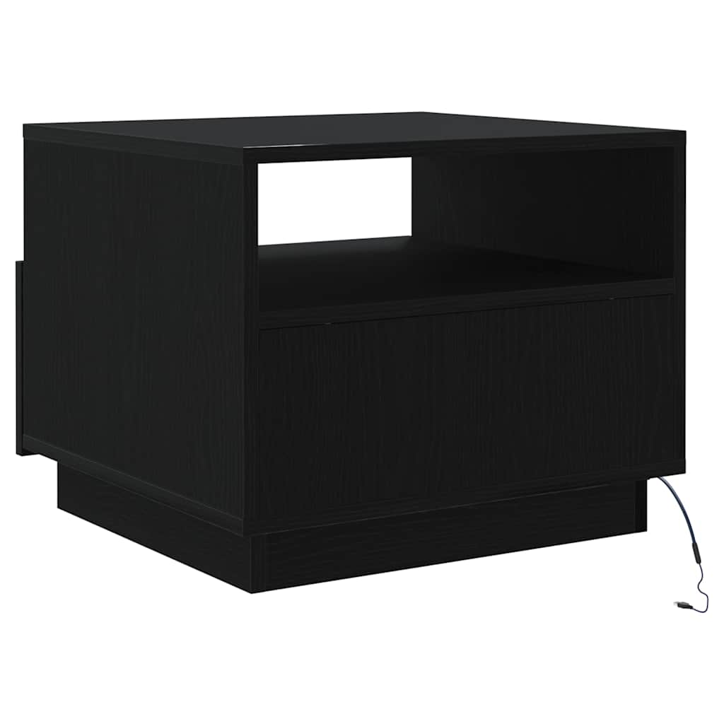 Couchtisch mit LED-Leuchten Schwarz Eichen-Optik 50x49x40 cm