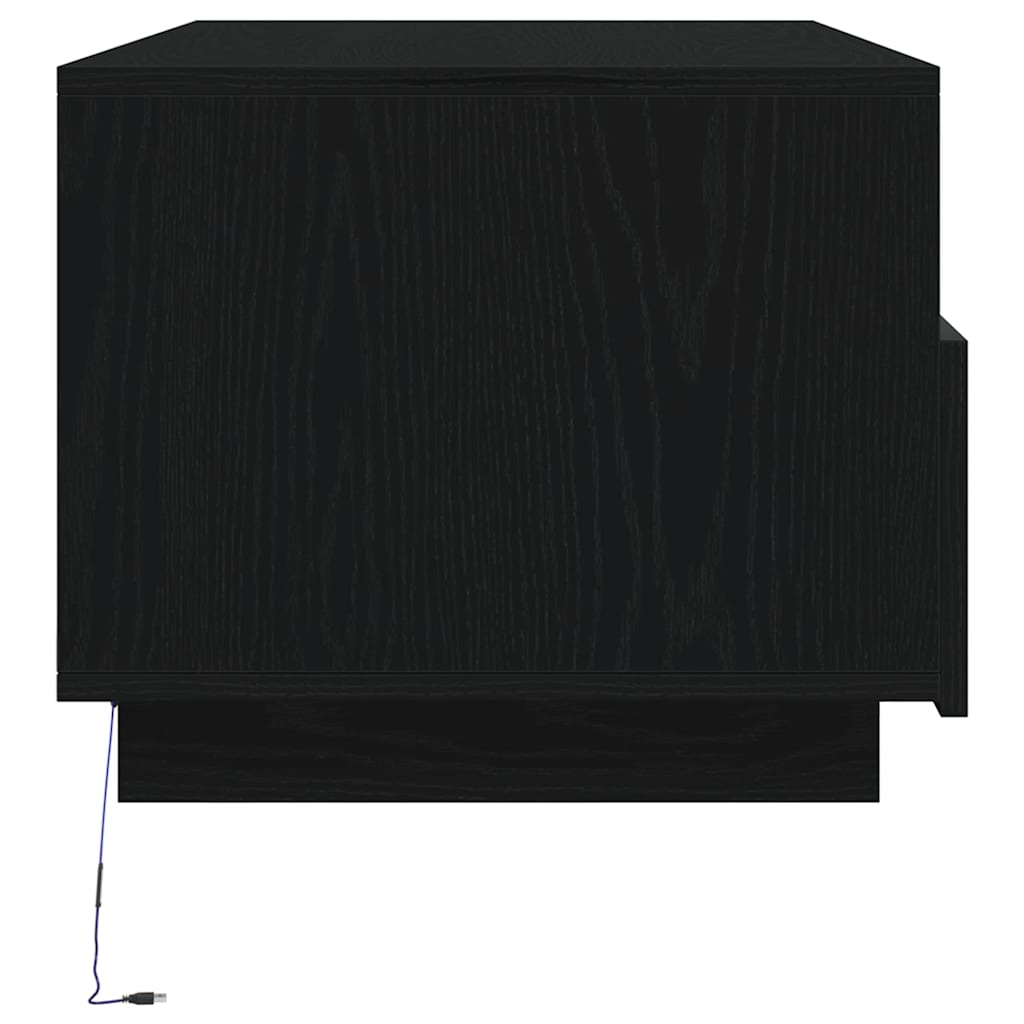 vidaXL Couchtisch mit LED-Leuchten Schwarz Eichen-Optik 90x49x40 cm