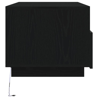 vidaXL Couchtisch mit LED-Leuchten Schwarz Eichen-Optik 90x49x40 cm