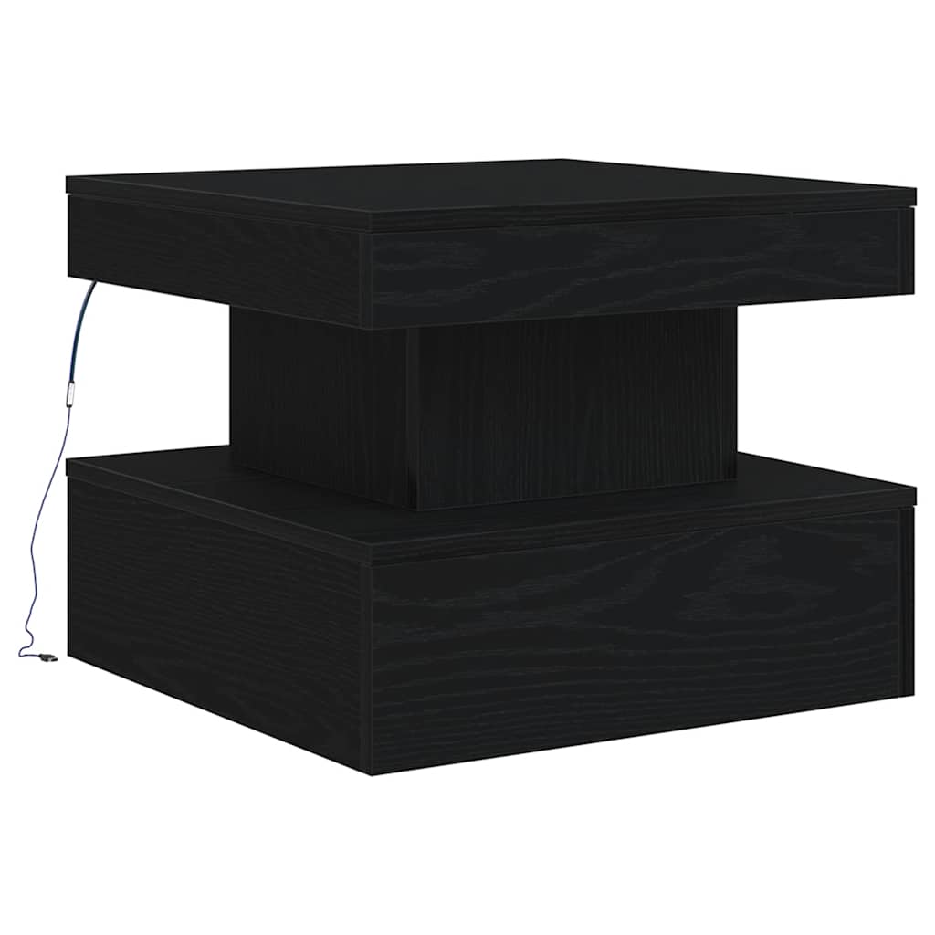 Couchtisch mit LED-Leuchten Schwarz Eichen-Optik 50x50x40 cm