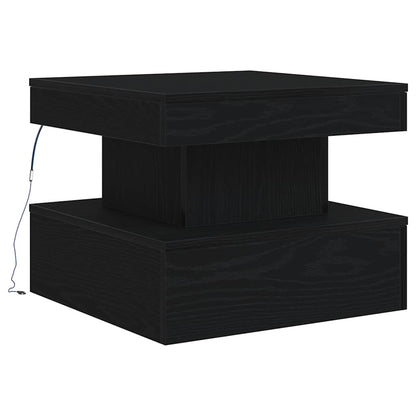Couchtisch mit LED-Leuchten Schwarz Eichen-Optik 50x50x40 cm