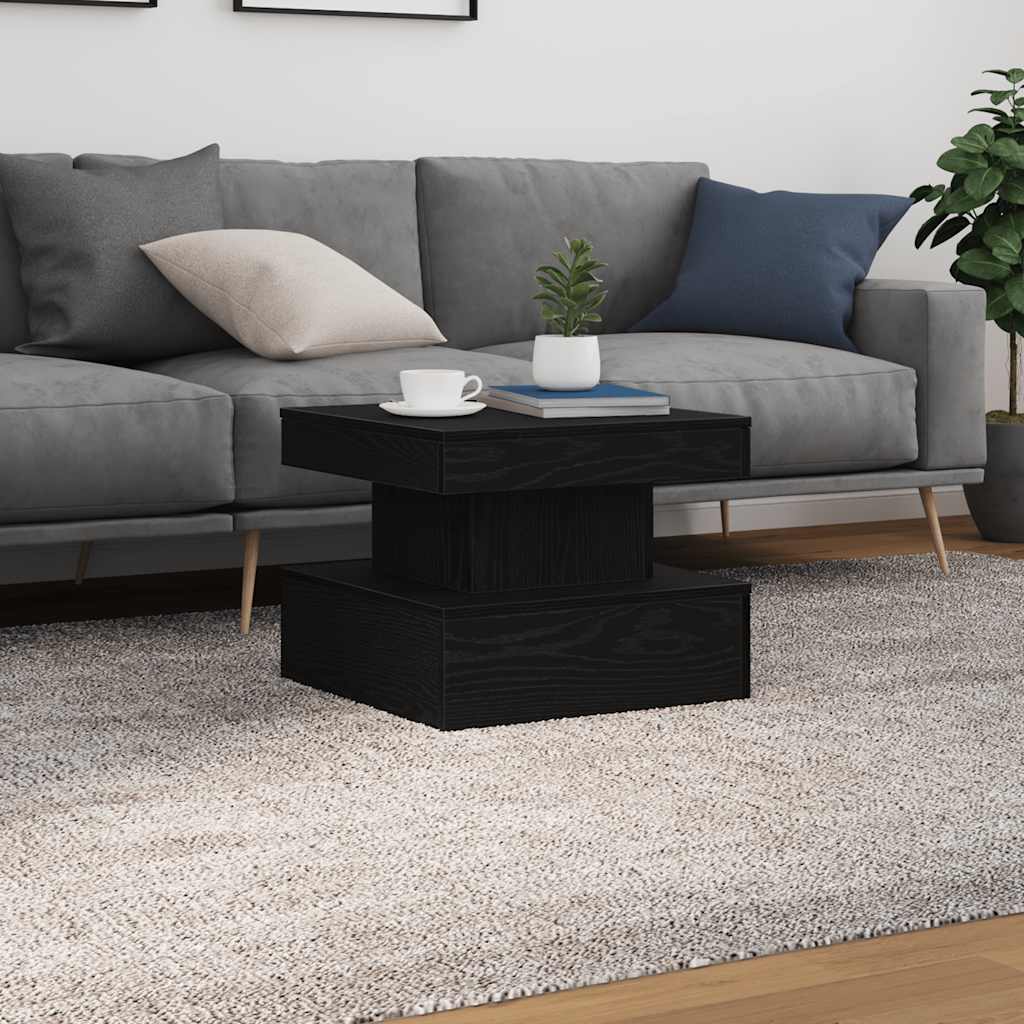 vidaXL Couchtisch mit LED-Leuchten Schwarz Eichen-Optik 50x50x40 cm