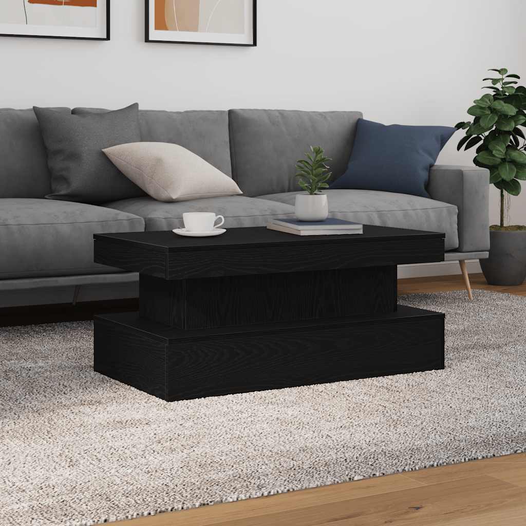 vidaXL Couchtisch mit LED-Leuchten Schwarz Eichen-Optik 90x50x40 cm