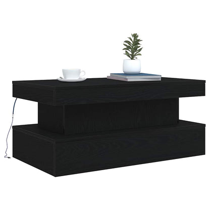 vidaXL Couchtisch mit LED-Leuchten Schwarz Eichen-Optik 90x50x40 cm