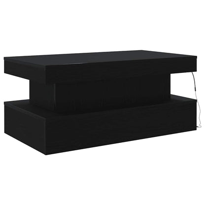 vidaXL Couchtisch mit LED-Leuchten Schwarz Eichen-Optik 90x50x40 cm