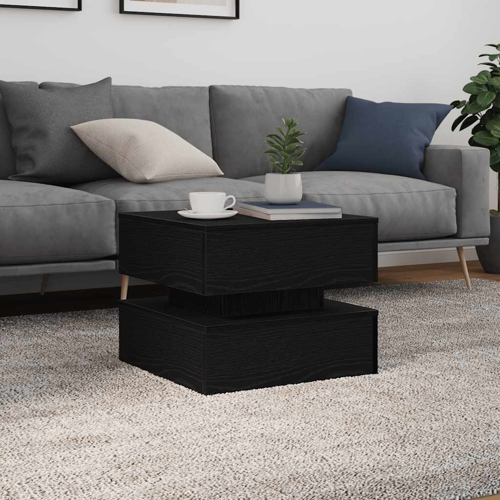vidaXL Couchtisch mit LED-Leuchten Schwarz Eichen-Optik 50x50x40 cm