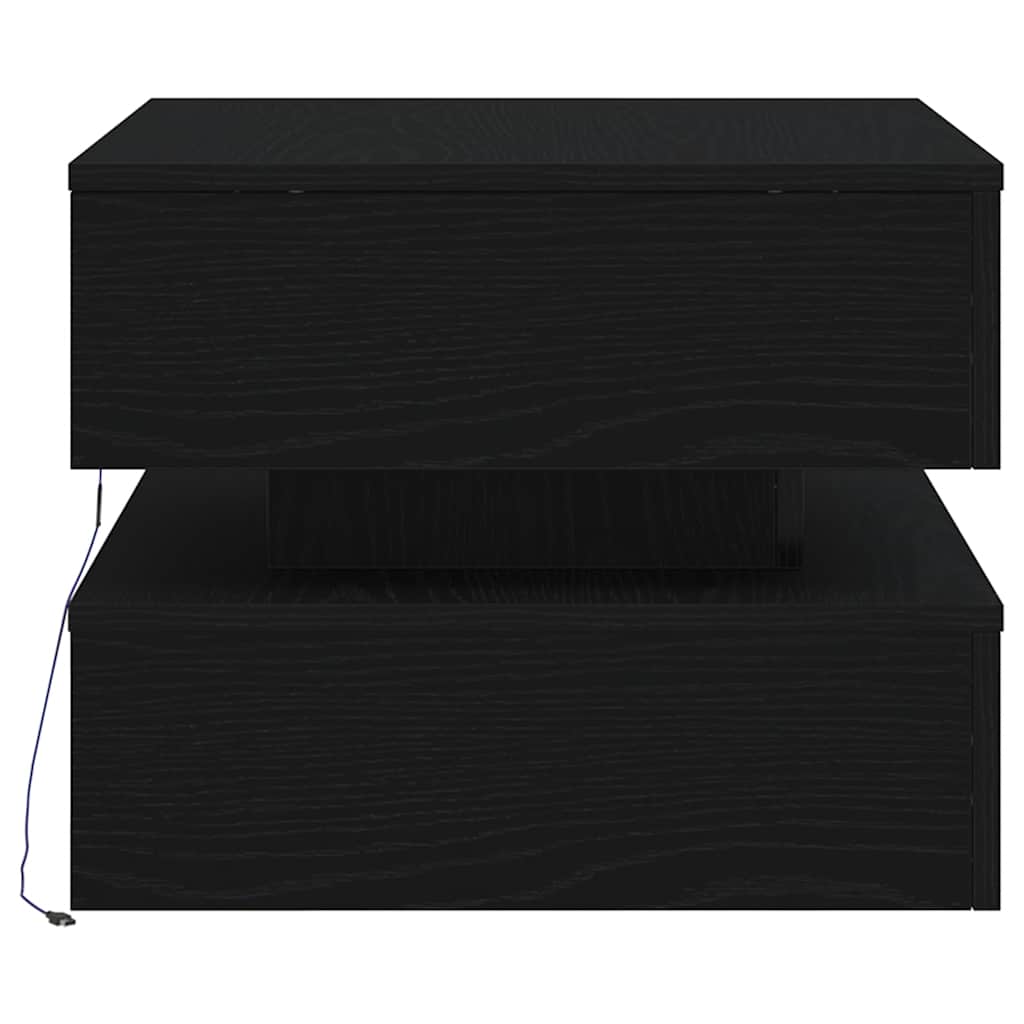 vidaXL Couchtisch mit LED-Leuchten Schwarz Eichen-Optik 50x50x40 cm