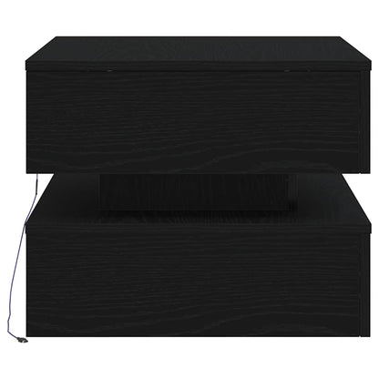 vidaXL Couchtisch mit LED-Leuchten Schwarz Eichen-Optik 50x50x40 cm