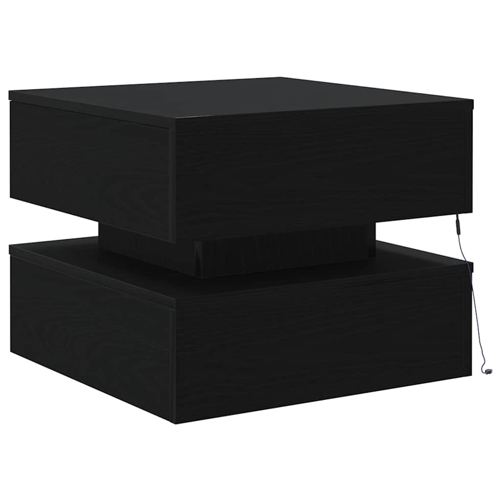 vidaXL Couchtisch mit LED-Leuchten Schwarz Eichen-Optik 50x50x40 cm