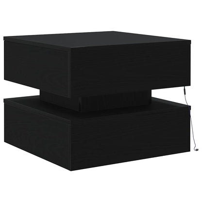 vidaXL Couchtisch mit LED-Leuchten Schwarz Eichen-Optik 50x50x40 cm