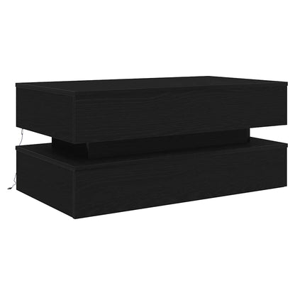 Couchtisch mit LED-Leuchten Schwarz Eichen-Optik 90x50x40 cm