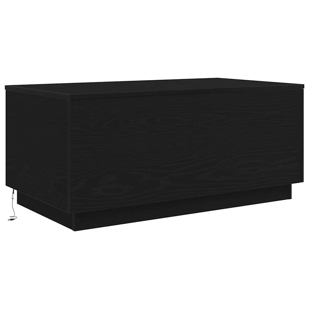 vidaXL Couchtisch mit LED-Leuchten Schwarz Eichen-Optik 90x50x40 cm