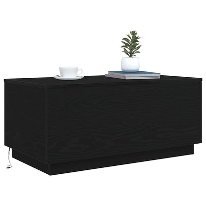 vidaXL Couchtisch mit LED-Leuchten Schwarz Eichen-Optik 90x50x40 cm