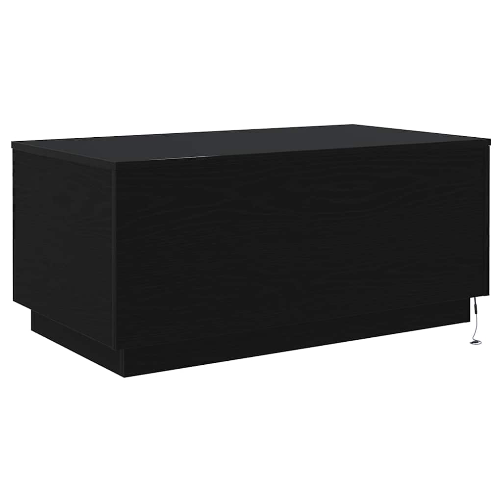 vidaXL Couchtisch mit LED-Leuchten Schwarz Eichen-Optik 90x50x40 cm