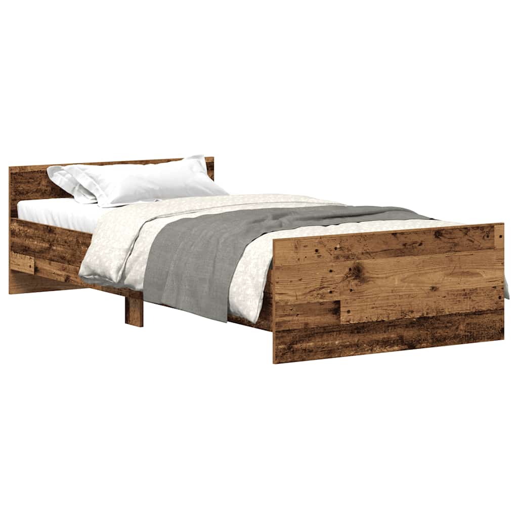 vidaXL Bettgestell ohne Matratze Altholz-Optik 75x190 cm Holzwerkstoff
