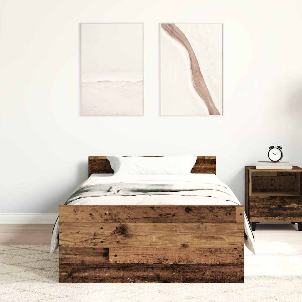 vidaXL Bettgestell ohne Matratze Altholz-Optik 75x190 cm Holzwerkstoff