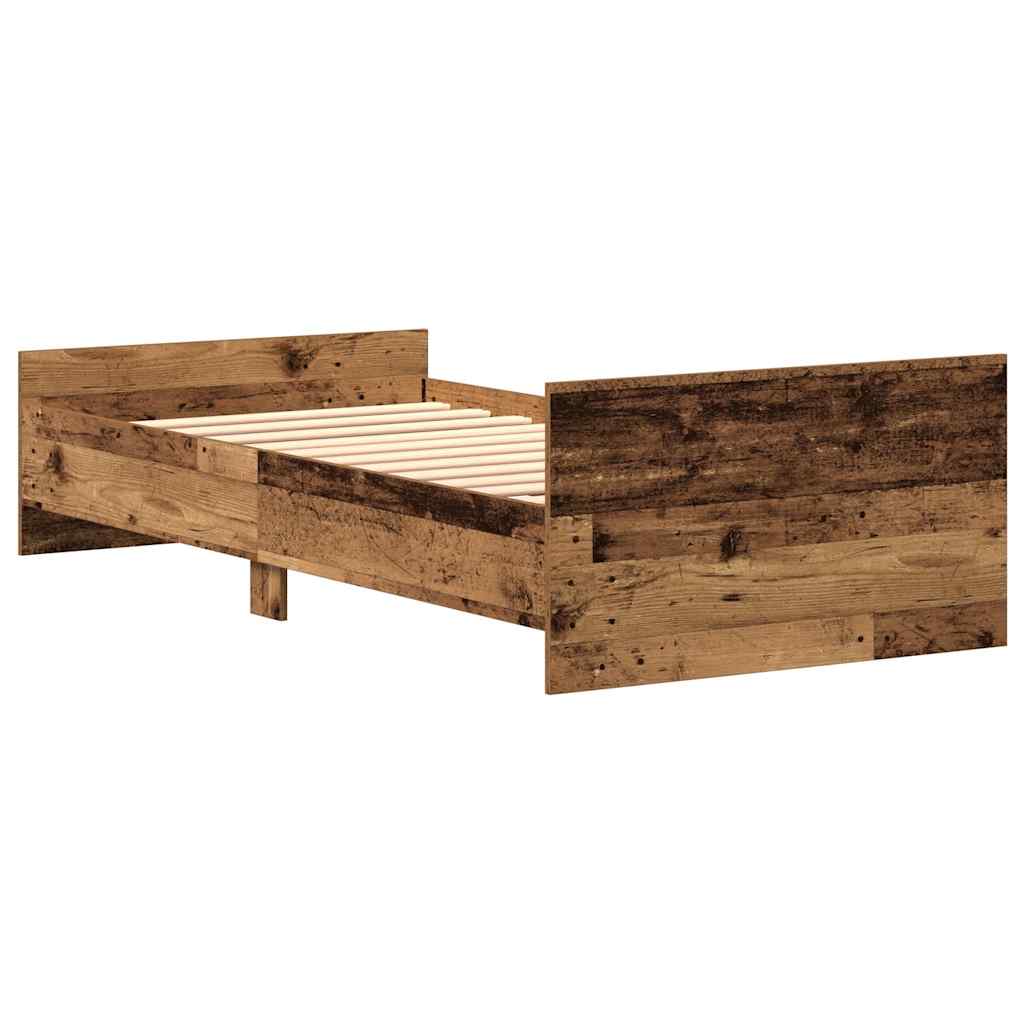 vidaXL Bettgestell ohne Matratze Altholz-Optik 75x190 cm Holzwerkstoff