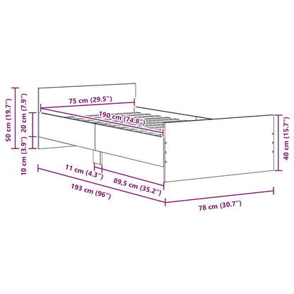 vidaXL Bettgestell ohne Matratze Altholz-Optik 75x190 cm Holzwerkstoff