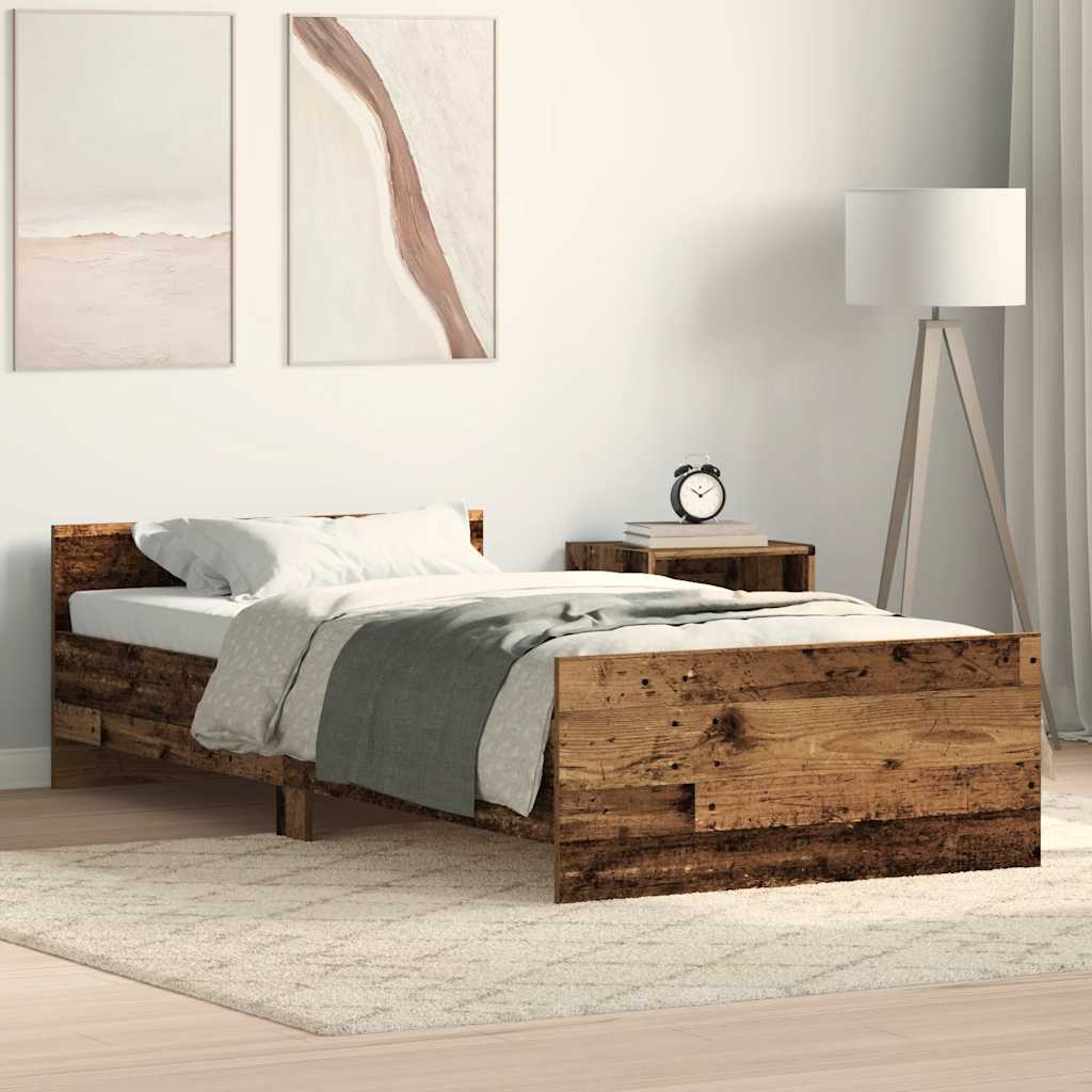 vidaXL Bettgestell ohne Matratze Altholz-Optik 75x190 cm Holzwerkstoff