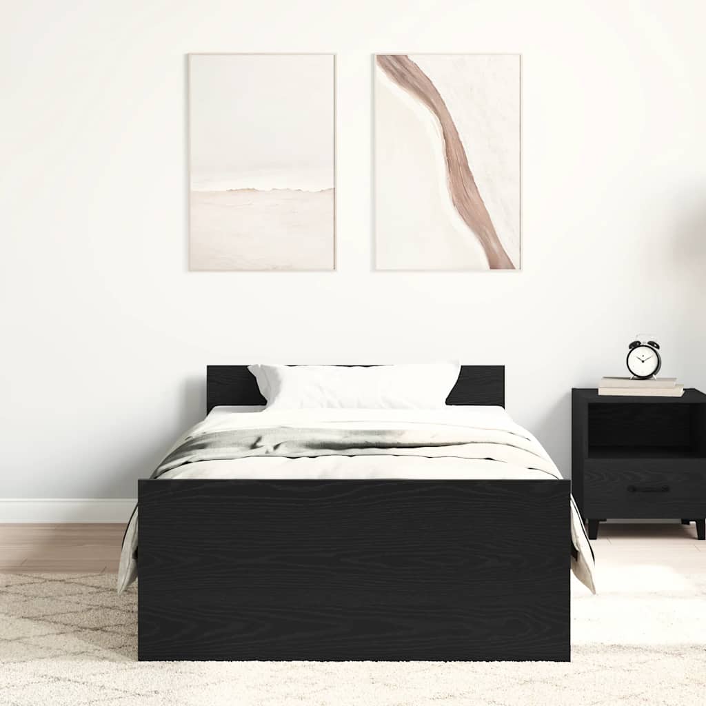 vidaXL Bettgestell ohne Matratze Schwarz Eichen-Optik 75x190 cm