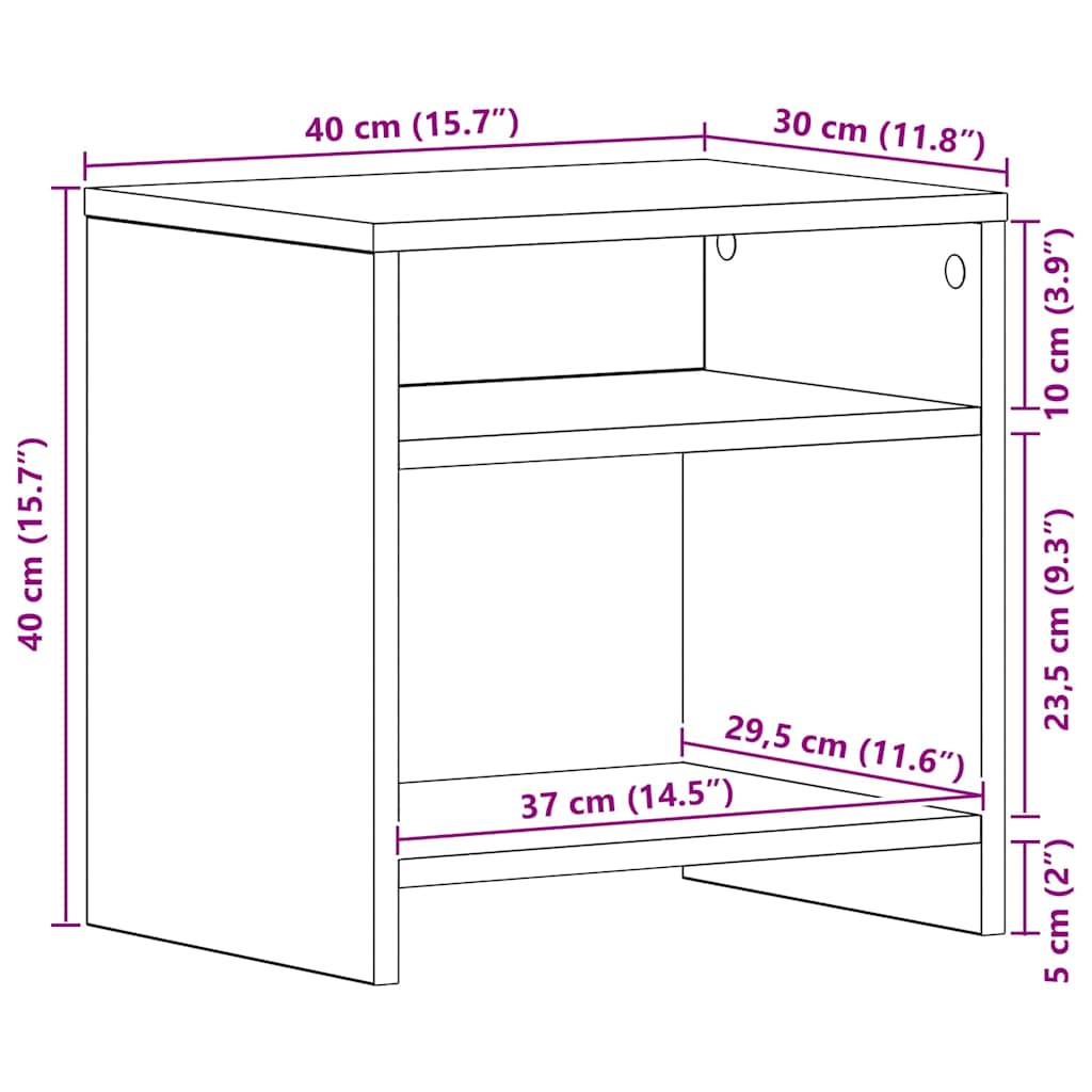 vidaXL Nachttische 2Stk. Schwarz Eichen-Optik 40x30x40cm Holzwerkstoff